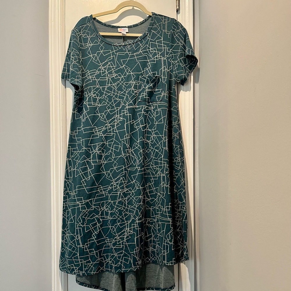 LuLaRoe Teal Short Sleeve Midi Dress size XL